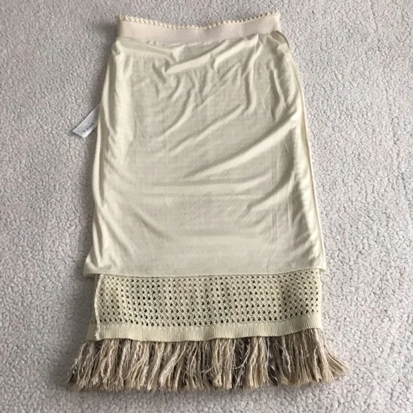 Zara mesh fringed hem midi skirt M - Picture 14 of 16